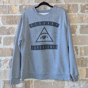The Ashbury Experience All Seeing Eye Crew Neck Sweatshirt Medium Heather Gray